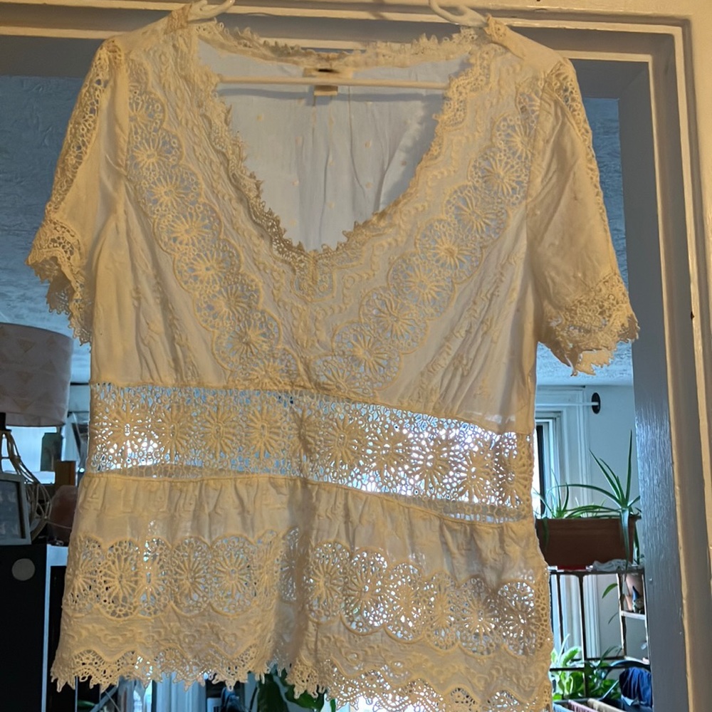 J. Crew Collection White Eyelet Blouse